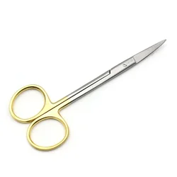 Straight/curved Gold Dental Scissors Needle Holder Plier Double Curved Plated Handle Surgical Tools