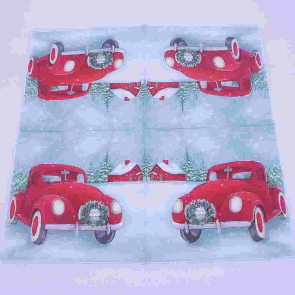 100 Pcs Paper Napkin Christmas Themed Napkins Supply Printing Disposable Exquisite Design Premium Quality for