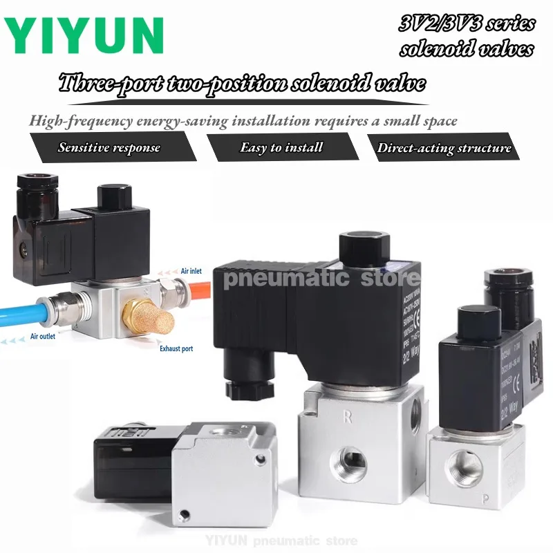 

3V2-06-08-NCA-NCB-NCF-NOB-NCBI-NOBI 3V3-08-NCA-NCB-NCF-NOA-NOB-NCBI-NOBI-NCFI YIYUN Vacuum solenoid valve series 3V2/3V3