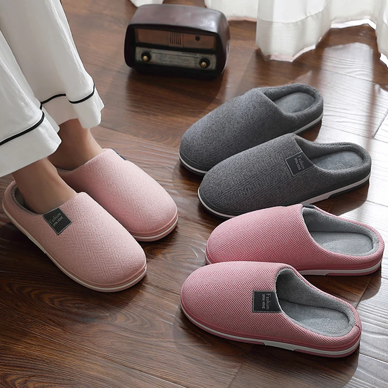 Winter Warm Men Fur Slippers House Non Slip Soft Shoes Comfort Flat Heel Home Indoor Plush Slippers for Couples Big Size 46 47