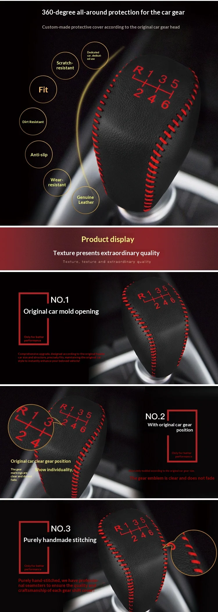 2PCS Zubehör für Kia Sportage 2011-2017 Leder-Schaltknauf-Abdeckung Handbremsenabdeckung PU – Detail 2