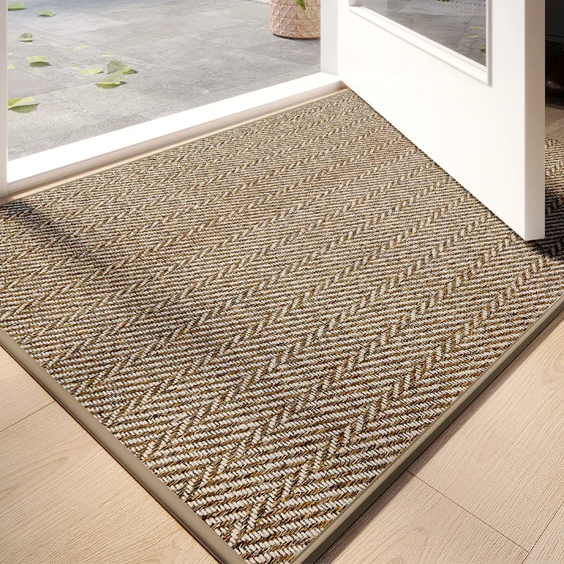 Dust & Water Absorbent Doormat, Linen Weave Entrance Rug, Heavy Duty Wear Resistant, Non-Slip Rubber Backing for Porch Entryway