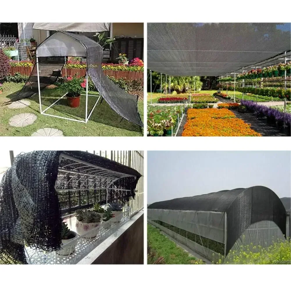 12PIN Schwarzes Sonnenschutznetz 70-80% Verdunkelungsgrad Pflanzen-Gewächshaus-Abdeckung Sichtschutz-Garten-Netz Outdoor Anti-UV-Sonnenschutz – Detail 6