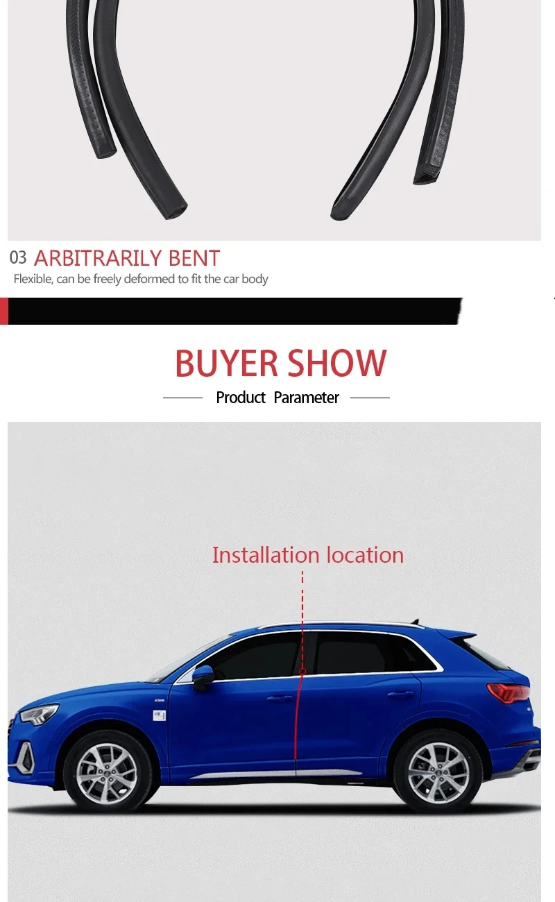 2 Stück Auto-B-Säulen-Dichtungsstreifen mit Stahlstab, Autotür-Kantendichtungsstreifen, Auto-Gummi-Wetterdichtungsstreifen, Schalldämmende Dichtungsstreifen – Detail 8