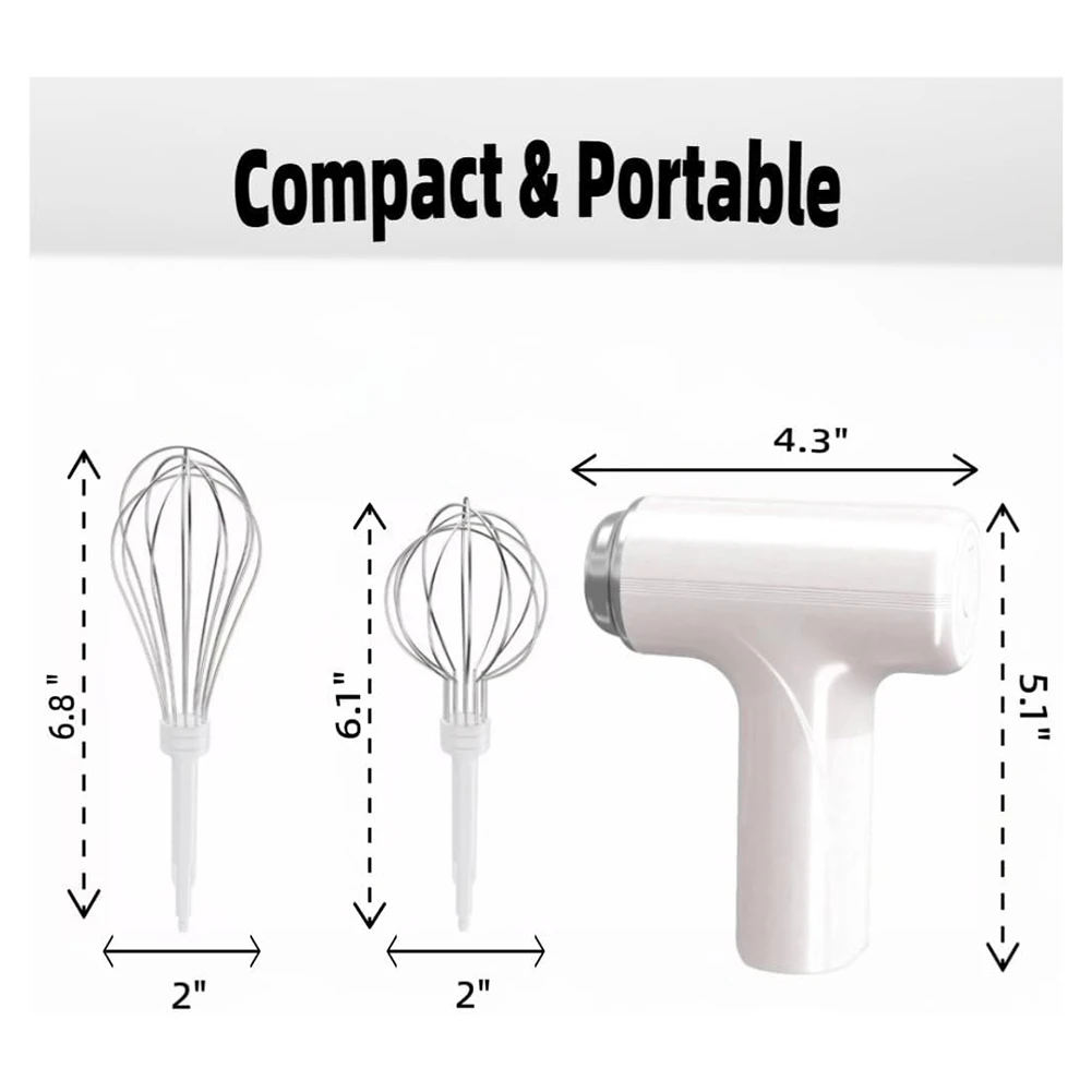Portable Electric Hand Mixer With Whisk Beaters, Milk Foam Maker For Home, Handheld Mixer