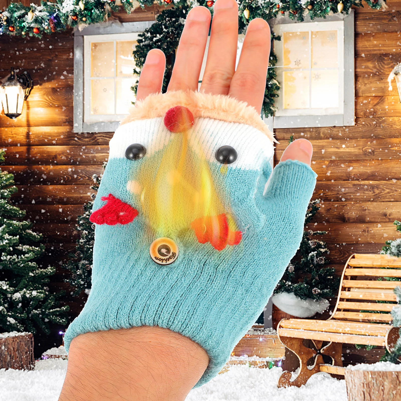 

1Pair Children's Warm Winter Gloves Cute Holiday Style Touchscreen Compatible Mittens for Cold Weather Activities