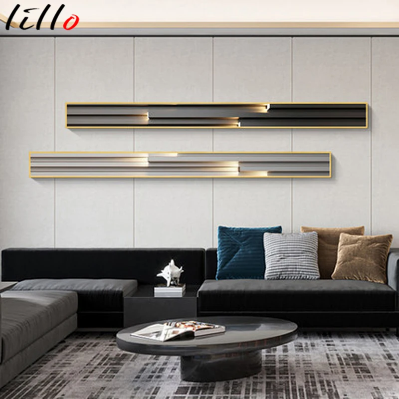 

Modern light luxury high-end decorative painting narrow strip banner mural master bedroom bedside painting living room sofa art