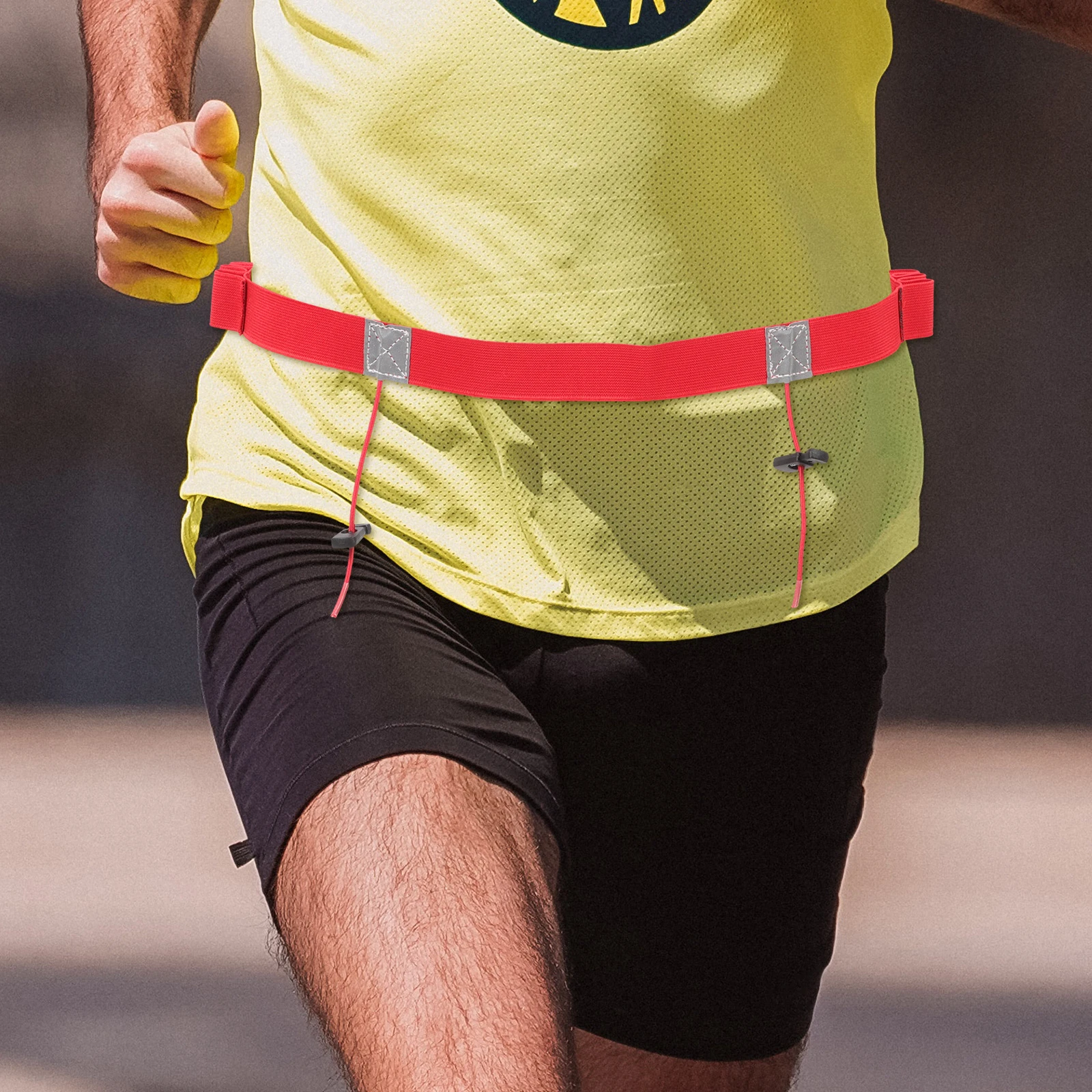 

Reflective Running Bib Belt for Night Race Marathons Red Lightweight Secure Waistband Adjustable Size Sports Belt Reusable