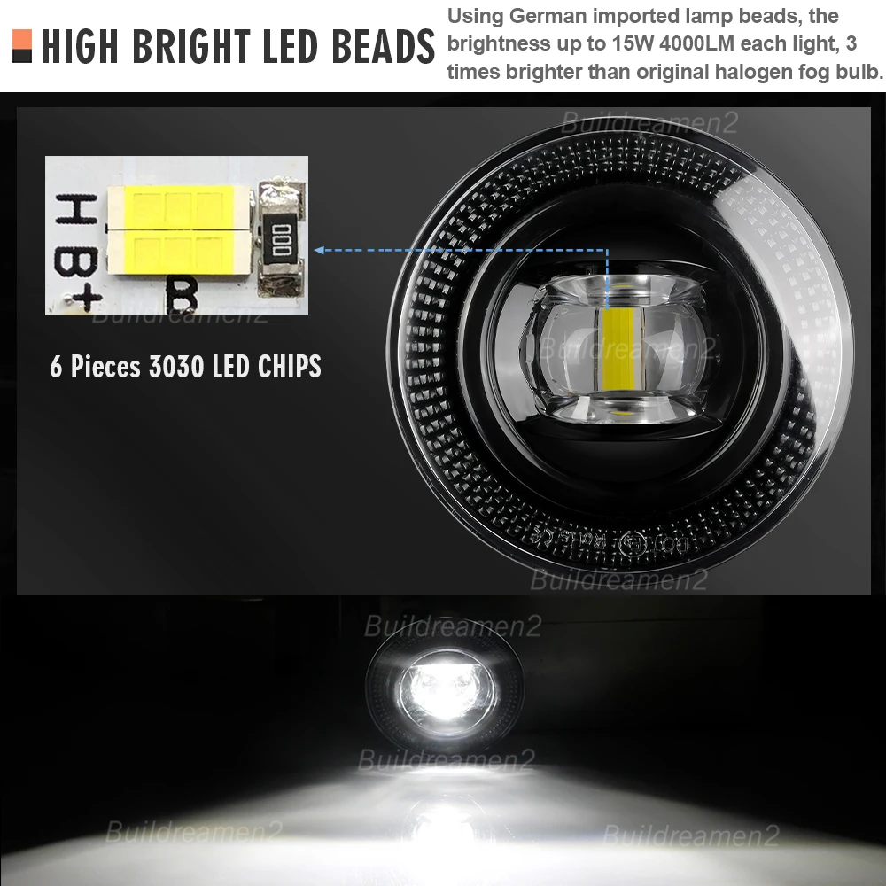 2 X 30W Car Front Bumper LED Lens Fog Light Assembly Daylight PSX24W For Pontiac G8 2008 2009 - view 3