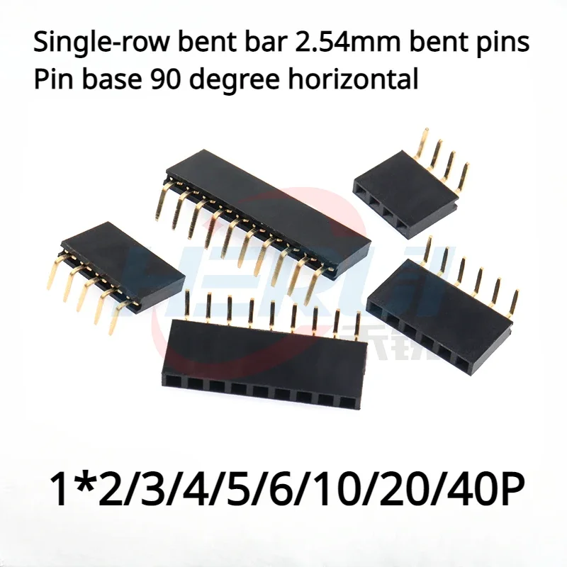 One row torque female conductor pin, 2-40P Chlorine Board, 90 ° Right Angle, 2, 3, 4, 6, 10, 12, 16, 20, 40Pin Lardoino, 2.54 mm