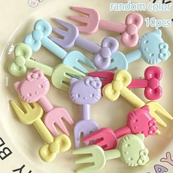 10Pcs Creative Mini Cute Fruit Fork Animation Peripheral Cartoon Exquisite Recyclable Portable Fruit Pick Snack Forks