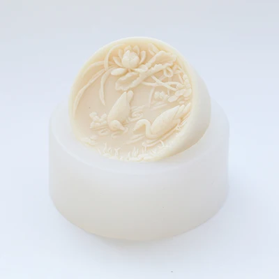 Flower Soap Mold Silicone Handmade Mold Soap Making Clay Moulds Resin PRZY Mandarin Duck Playing In The Water Lotus Silicone