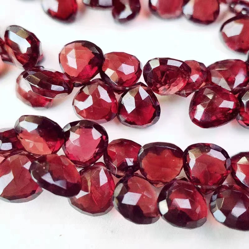 

Garnet RED flat heart faceted 5-6mm nature for making jewelry necklace 21cm FPPJ wholesale