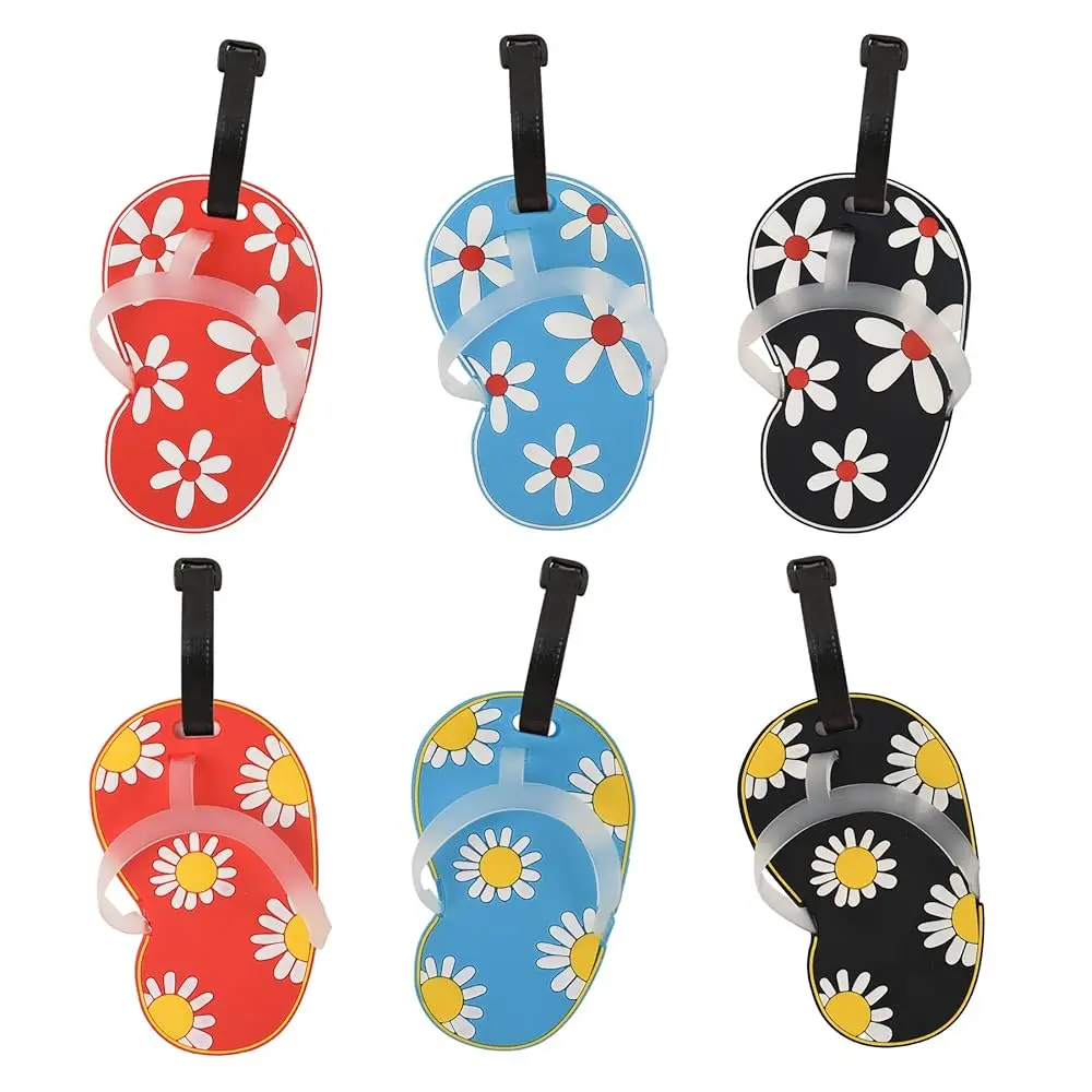 

Flip-Flops Luggage Tags 6Pcs, Travel Suitcase Tags Summer Beach Luggage Tags Series Identify Label with Loop for Bag Backpack