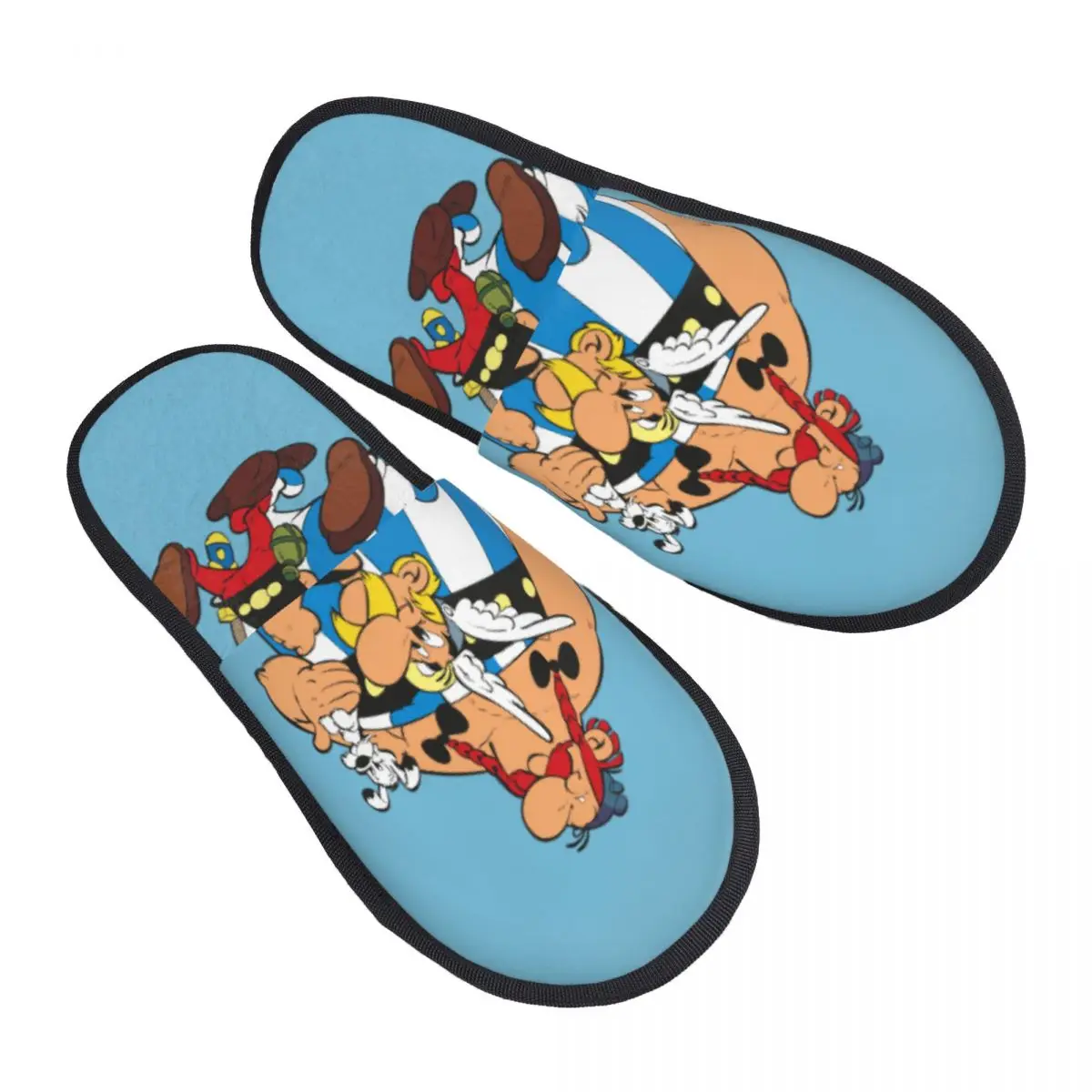 Zapatillas de espuma viscoelástica personalizadas de Asterix y Obelix, zapatillas de casa de gladiador suaves y cálidas para mujer