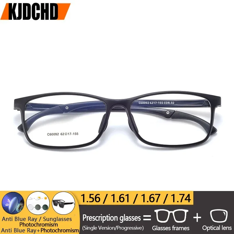 

KJDCHD Ultra Light Fashion Men's Glasses Frames Square Comfortable TR90 Sports Optical Myopia Prescription Big Face Eyeglasses