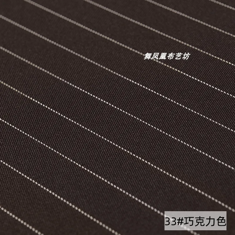 Fine Striped Fabric Coffee Spring Summer Wear-resistant Suit Dress Clothing Cloth Apparel Sewing Fabric by Meters Material