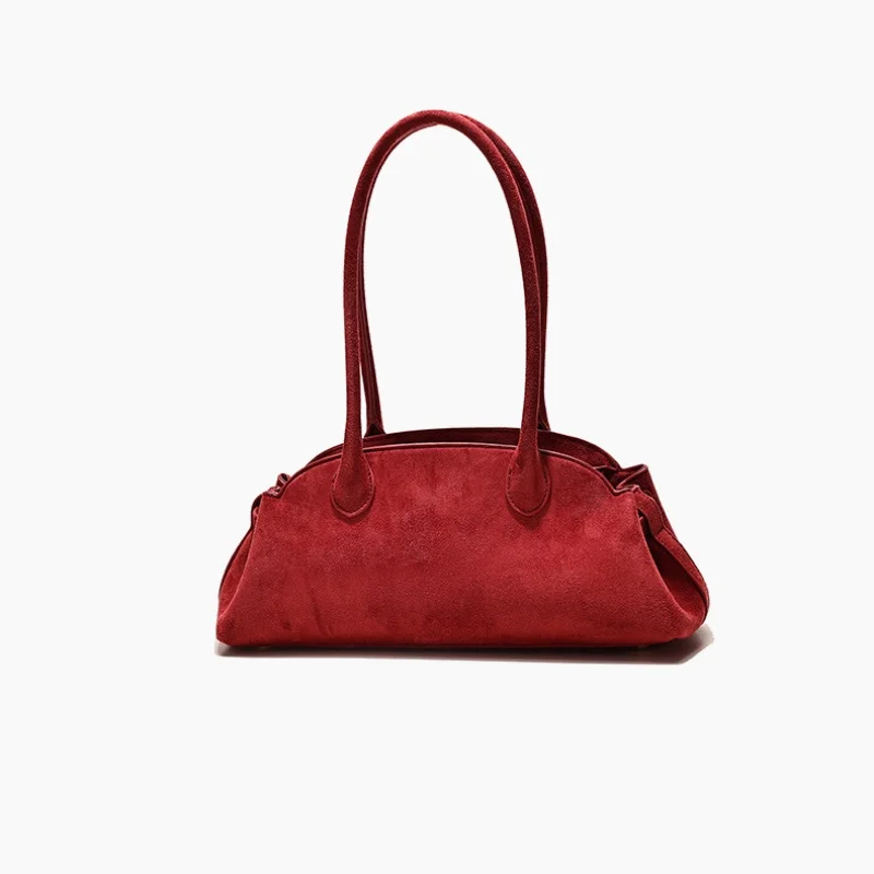 

Women Vintage Suede Matte Leather Handbag Stylish Zipper Closure Underarm Bag Large Capacity Lady Commuter Bag