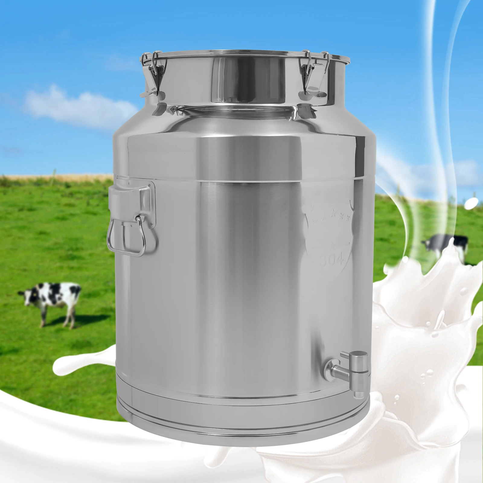 Stainless Steel 64l Milk Pail (With Faucet)Wear-Resistant Large Capacity Milk Can Sealed Bucket For Canteen/Breakfast Restaurant