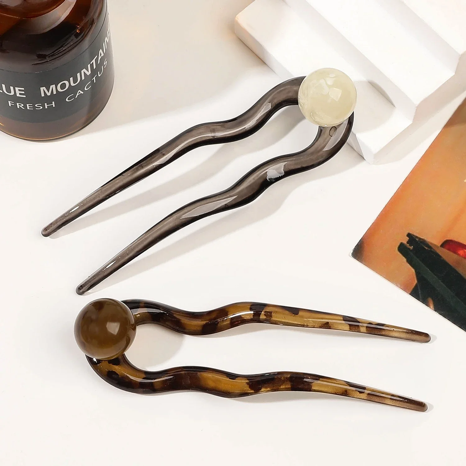 دبوس شعر نسائي على شكل حرف U من اللؤلؤ بتصميم بسيط في الجزء الخلفي من الرأس، إكسسوار شعر على الطراز الكلاسيكي #4