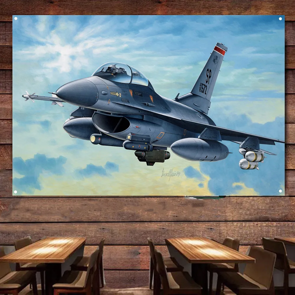 F-16A Fighting Falcon Flag Hanging Banners U.S. Air Force Aviation Military Art Poster Wall Art Tapestry Home Decor Painting