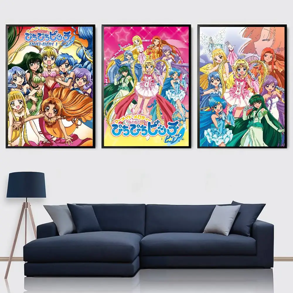 Anime M-Mermaid Melody Pichi Pichi Pitch Poster High Quality Dorm Living Room Aesthetic Wall Decoration Painting Stickers Gift