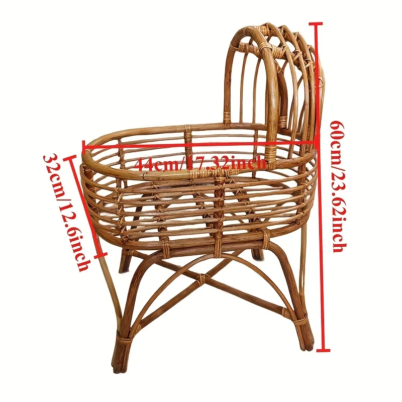 Large Size Twins Bed Baby Crib Newborn Photography Props Vintage Handmade Rattan Wooden Chair Photos Sofa Accessories