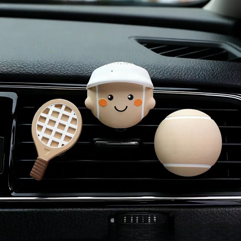 

Dopamine Tennis Sports Style Car Air Freshener Creative Diffuser Stone Car Air Outlet Decoration Fashion Auto Interior Ornament