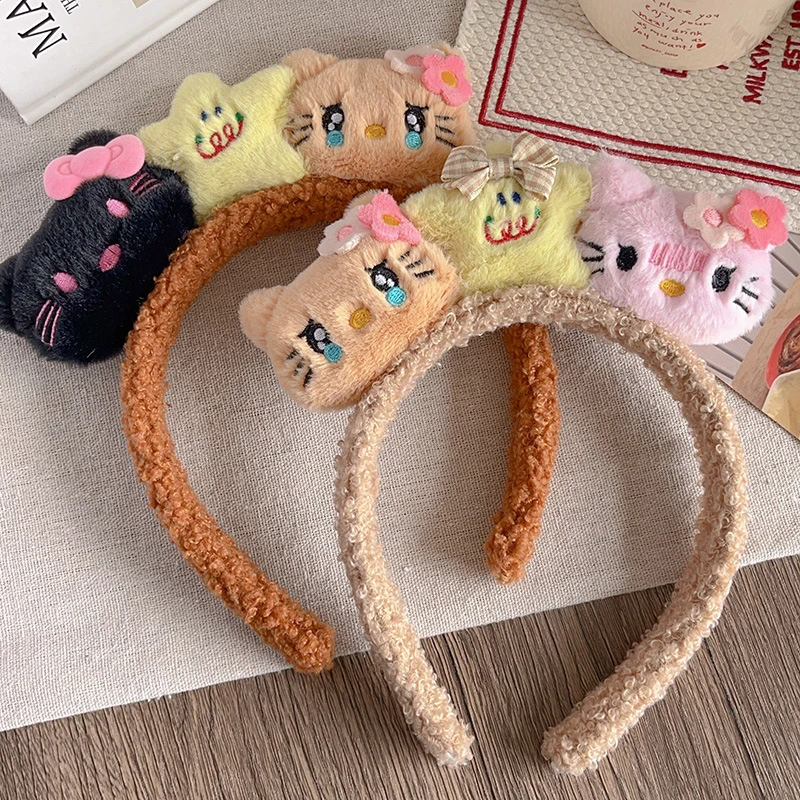 Kawaii Cartoon Cat Sauna Band, Kawaii Sweet KT Cat, Non-ALD Wash Face Makeup, Accessoires pour cheveux, Cadeaux pour femmes et filles