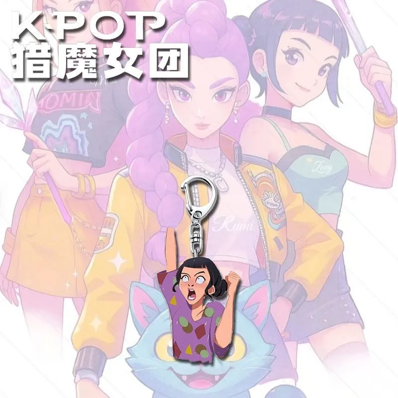 KPop Demon Hunters Cartoon Anime Rumi Mira Zoey sleutelhanger voor mannen en vrouwen, modieuze gepersonaliseerde veelzijdige trendy sleutelhanger