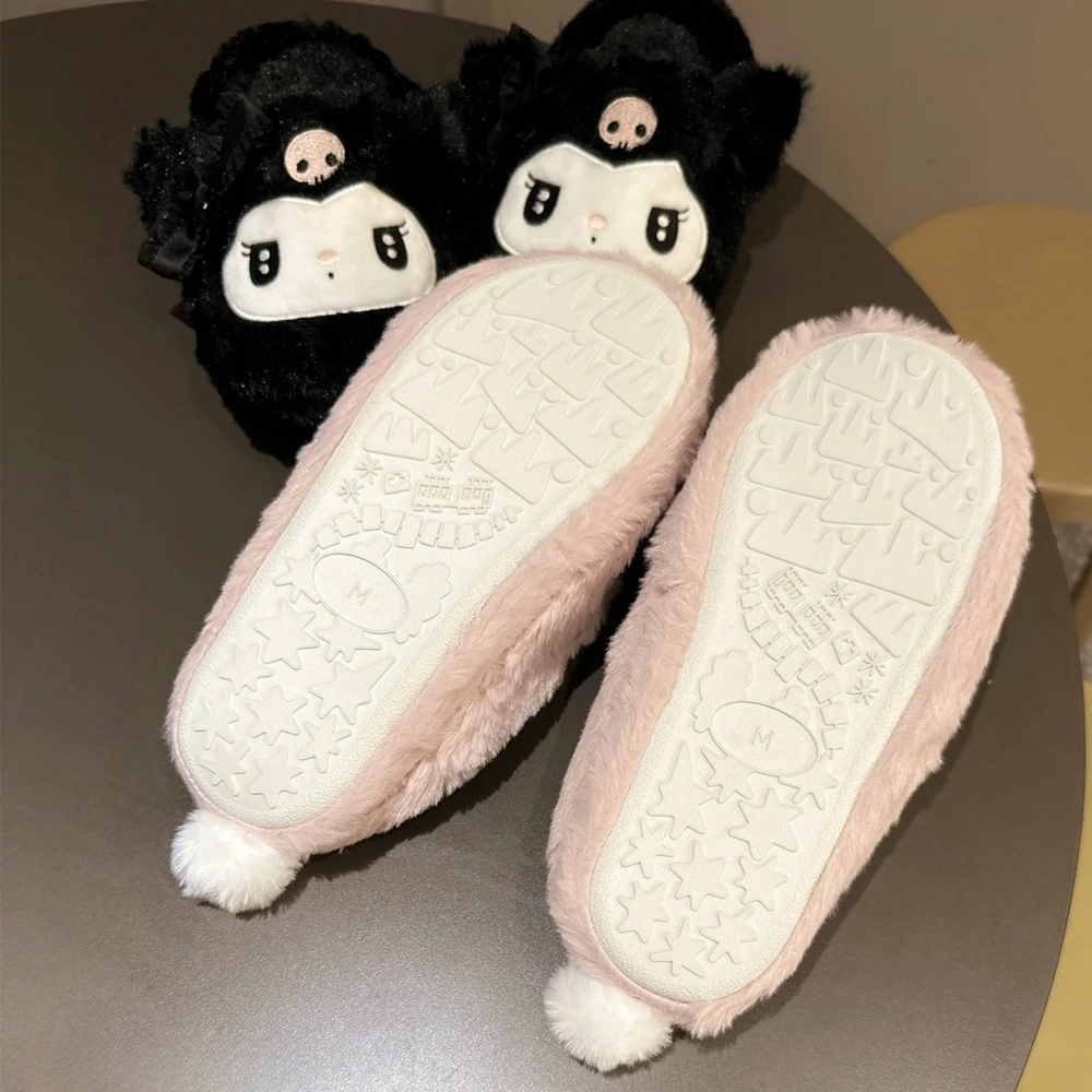 Lolita Slippers Kuromi My Melody Japanese Style Indoor Shoes Cartoon Anime Warm Slippers Autumn Winter Flat Non-slip