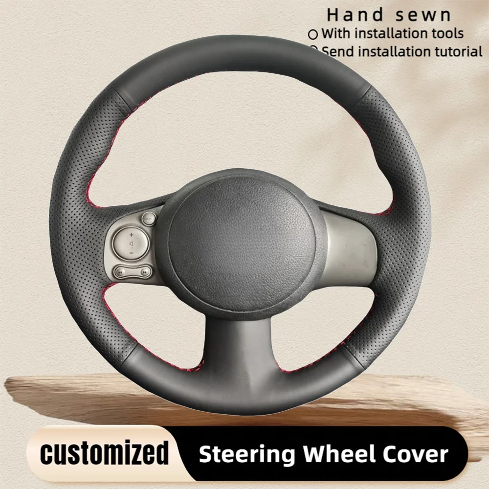 

Изготовленный на заказ плетеный чехол на руль автомобиля, сшитый вручную кожа для Nissan March Sunny Versa Almera 2013, аксессуары для салона автомобиля
