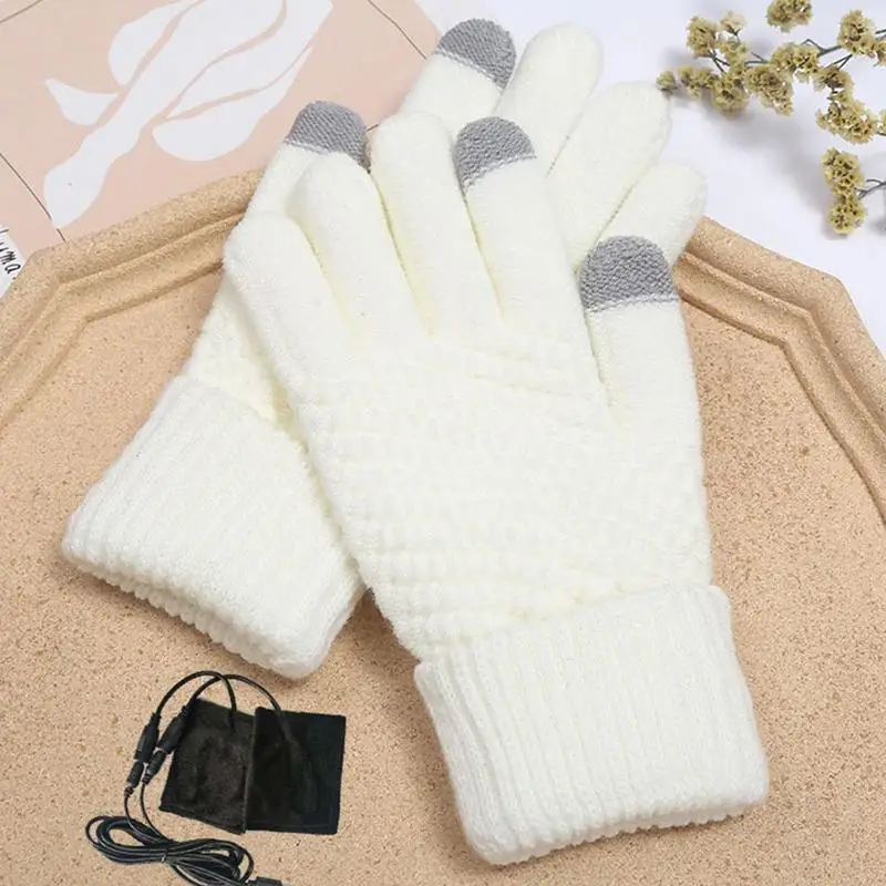 Guantes calefactables de terciopelo USB, manoplas alimentadas por USB con pantalla táctil, guantes cálidos para manos de invierno para hombres, hombres, mujeres y mujeres