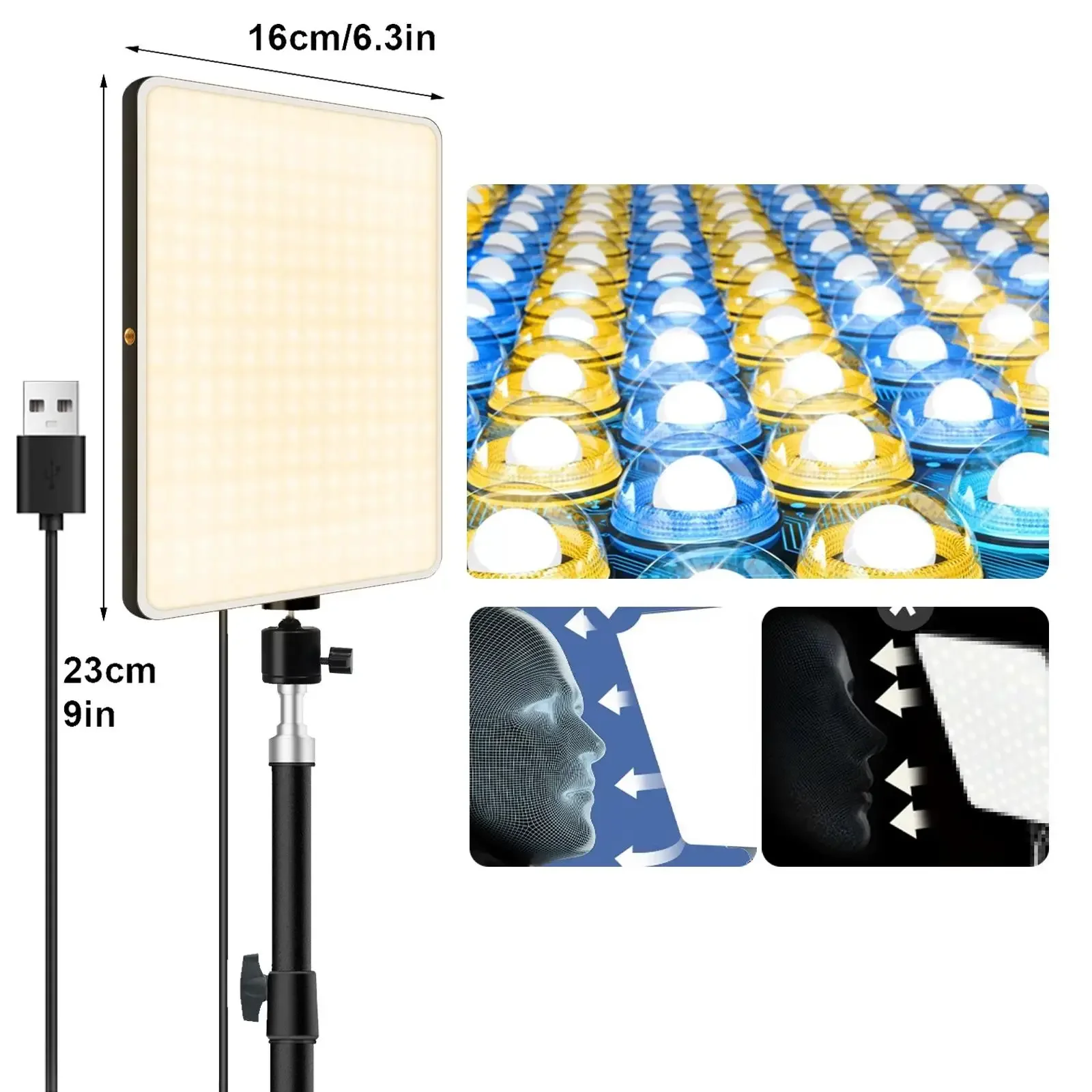 Video Recording Lighting  LED Photo Studio Light Photography Panel Lamp With Desk Mount Stand for Youbute Live Streaming Meeting