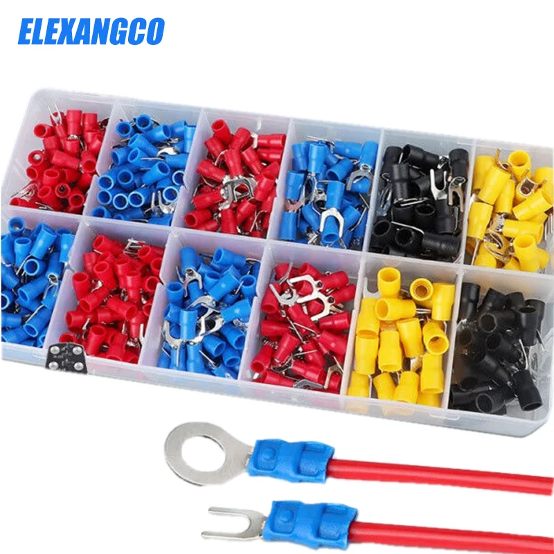 

420/420/225/200pcsRV/SV Cold Press Terminal Set U-SV fork copper lug O-RV pre-insulated terminal Round copper nose crimping head