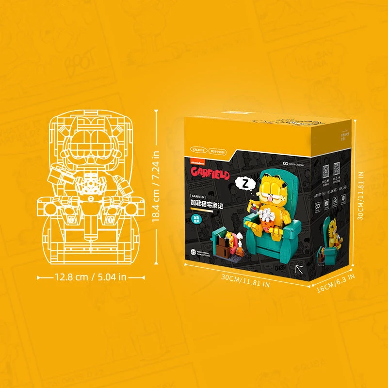 Garfield Building Blocks Sitting Garfield Sofa Bricks Set With Mini Figures Classic Anime Scene Model Kids Educational DIY Toys