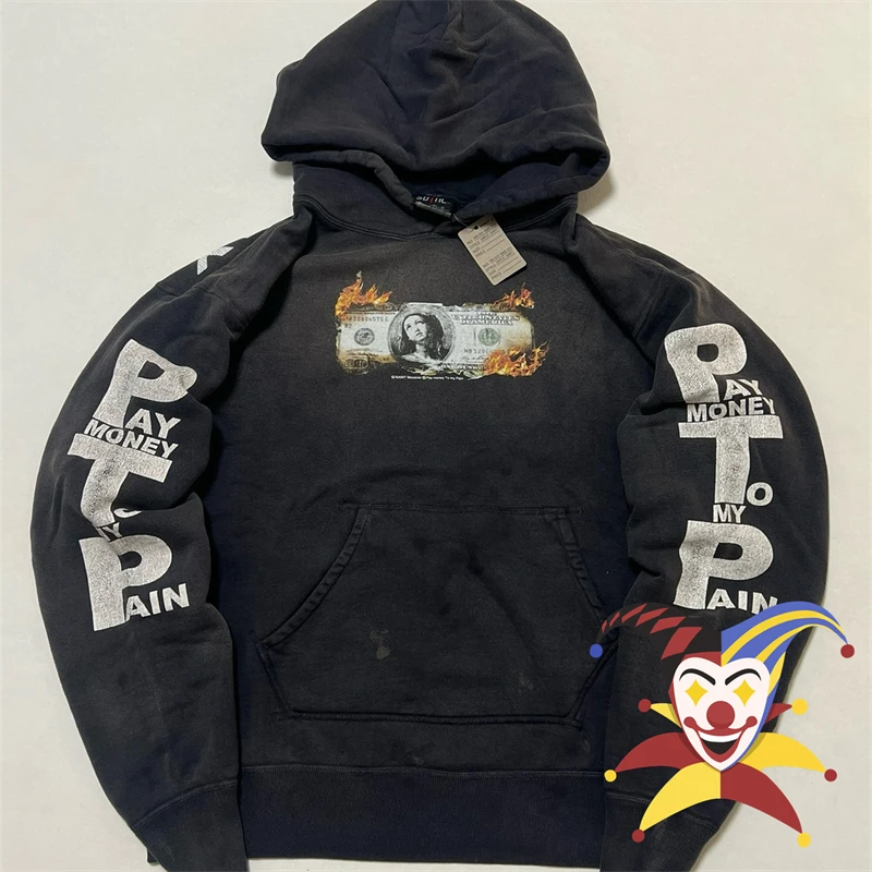 

2024FW SAINT PAY MONEY TO MY PAIN Hoodie Men Women 1:1 High Quality Vintage Pullovers