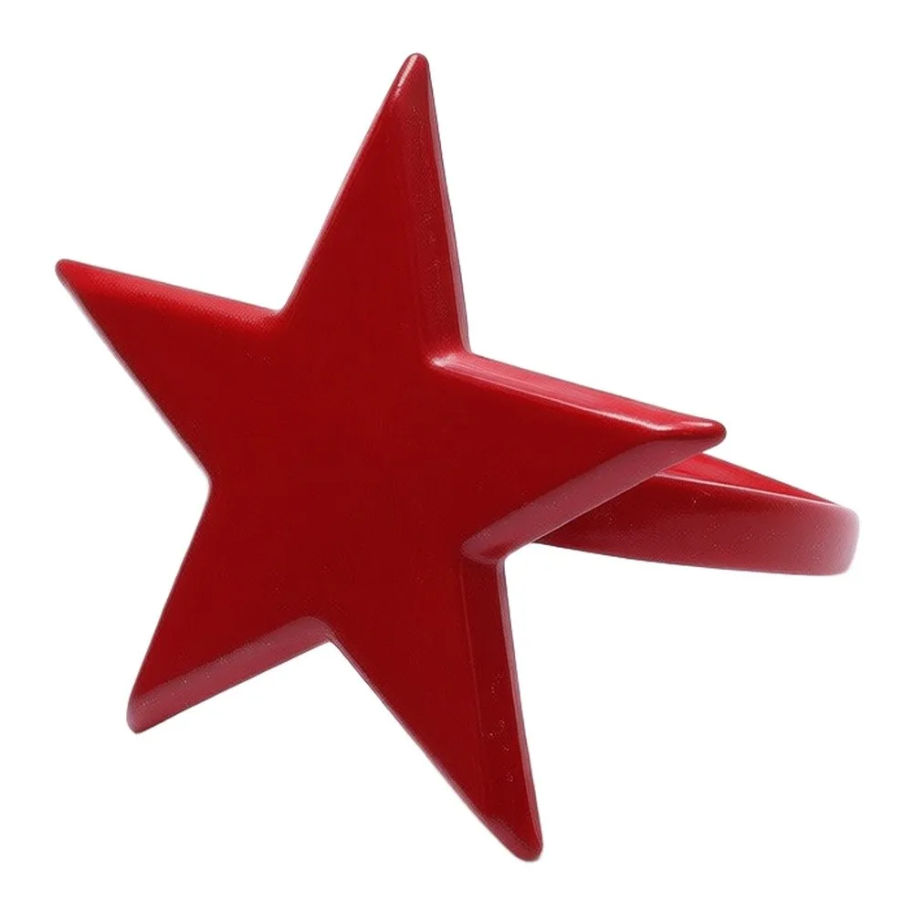 6 Piece Metal Napkin Rings Star Shape Gloss Plated Iron Napkin Holders for Table Setting Silver Navy Red Colors