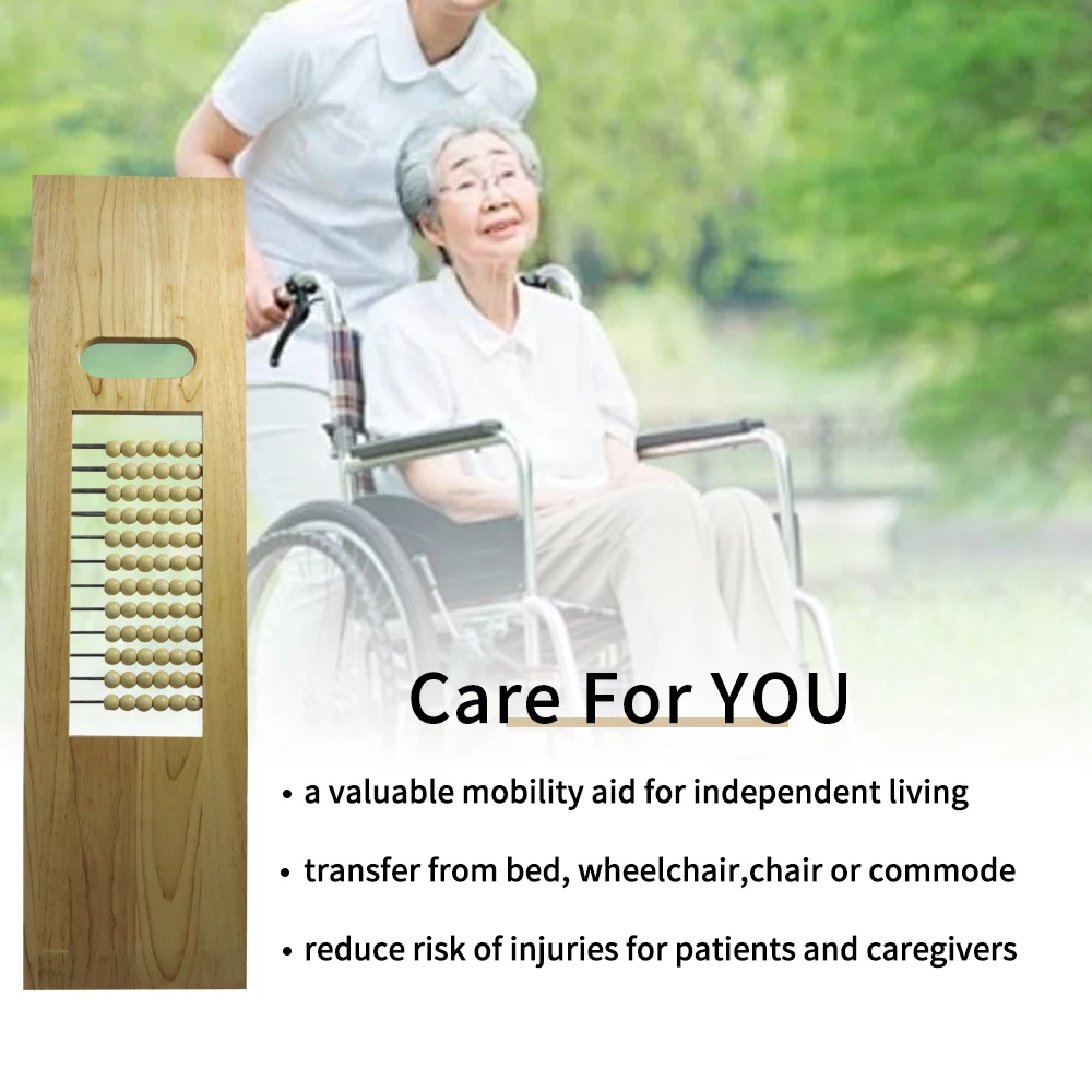 Wooden Sliding Transfer Board With Ball Bearings For Elderly Protection Disabled Mobility Assistance Board For Moving From Wheel