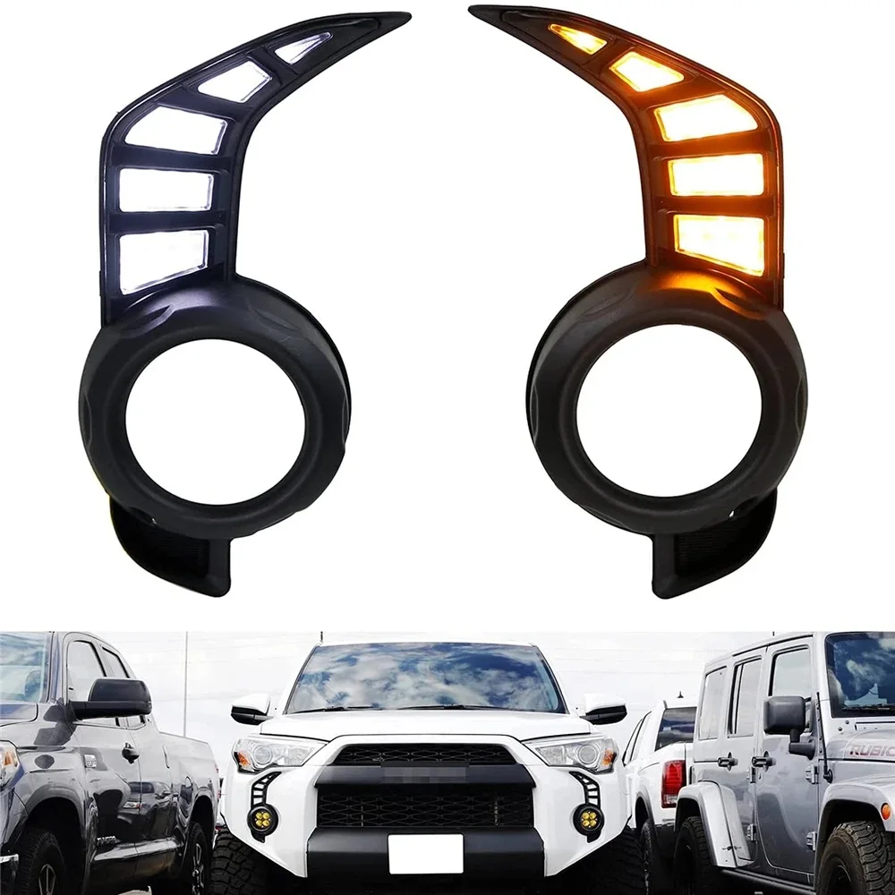 

2Pcs White/Amber LED DRL Daytime Running Lights for Toyota 4Runner 2014-2024 Front Fog Lamp Turn Signal