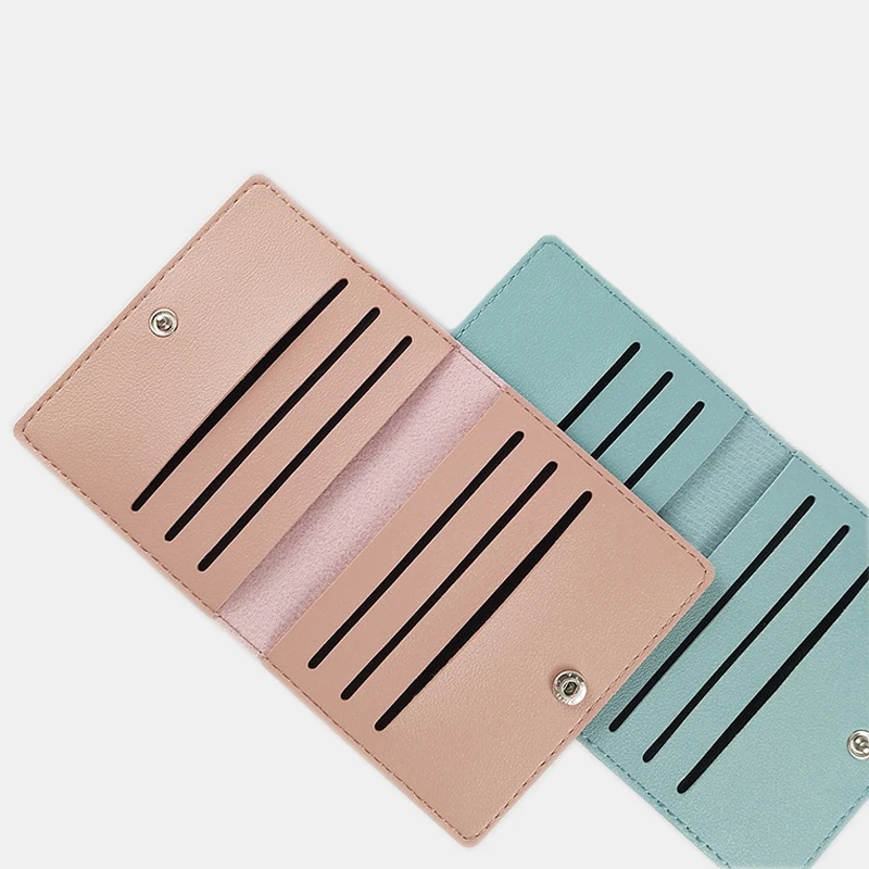 Porte-cartes de crédit pour femme, portefeuille solide, porte-monnaie design minimaliste, cuir PU souple, étui pour cartes de poche