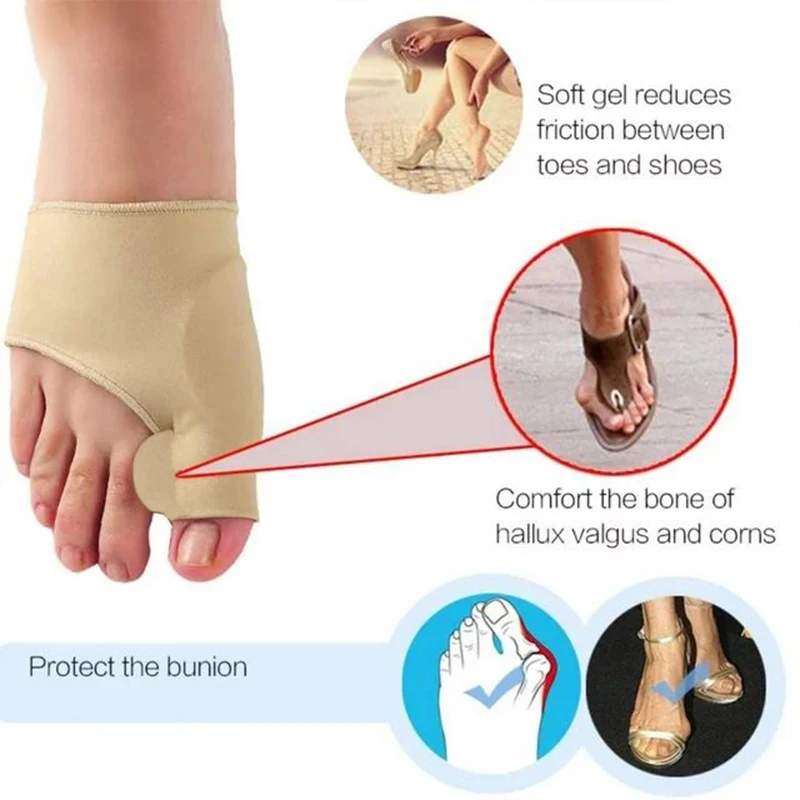 

QIWU 1pairToes Corrector Big Toe Separator Protector Bunion Sleeve Straighteners Bunion Corrector Regulator Sock Feet Care Tool