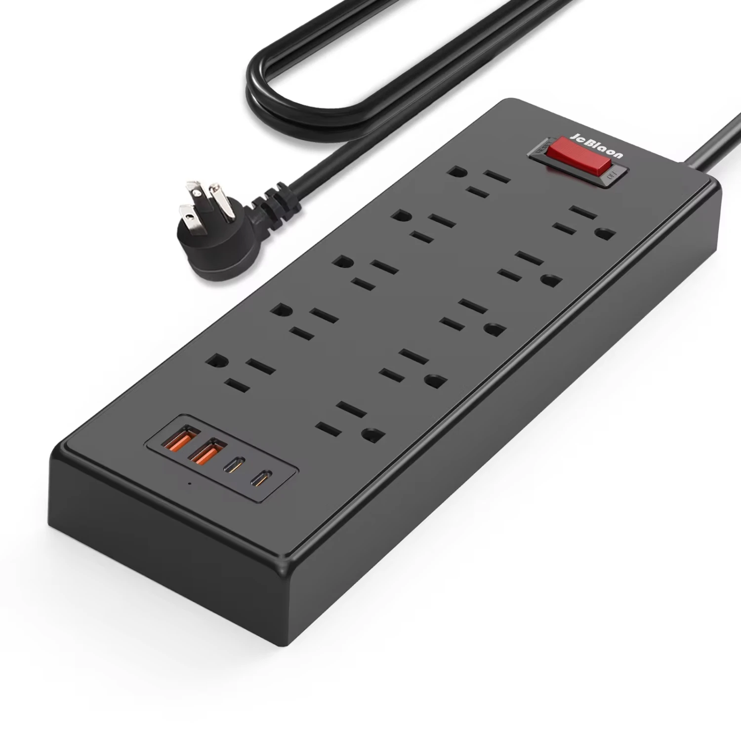 Socket Extender with 10 AC Plugs and 4 USB Ports, 5ft Power Strip Surge Protector,Wide Interval Socket,Wall Mountable, 1625W/13A