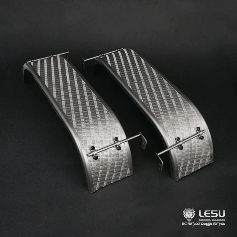 LESU โลหะสแตนเลสด้านหลังล้อ Dual เพลา Fender S-1243-A B สําหรับ Tamiya 3348 1/14 RC การ์ดรถบรรทุกของเล่นอะไหล่