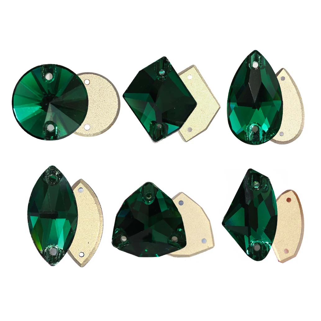 

Стразы PUBRILEX Emerald Cosmic Drop Xirius Rivoli всех размеров, плоские, для пришивания, из стекла, для рукоделия