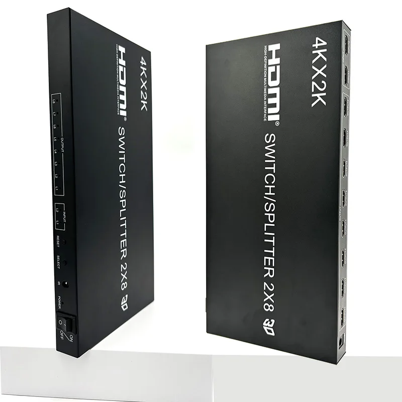 4K 3D HDMI Switch Box Selector 2x8 2 in 8 Out HDMI Splitter 1 To 8 Monitor Display for PS4 PS5 Xbox DVD PC To TV Projector