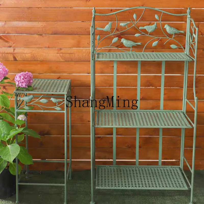 ZYY smeedijzeren vogel drielaagse bloemenstandaard bloempotstandaard potplant buitenbalkon eenvoudige bloem succulente groene plant