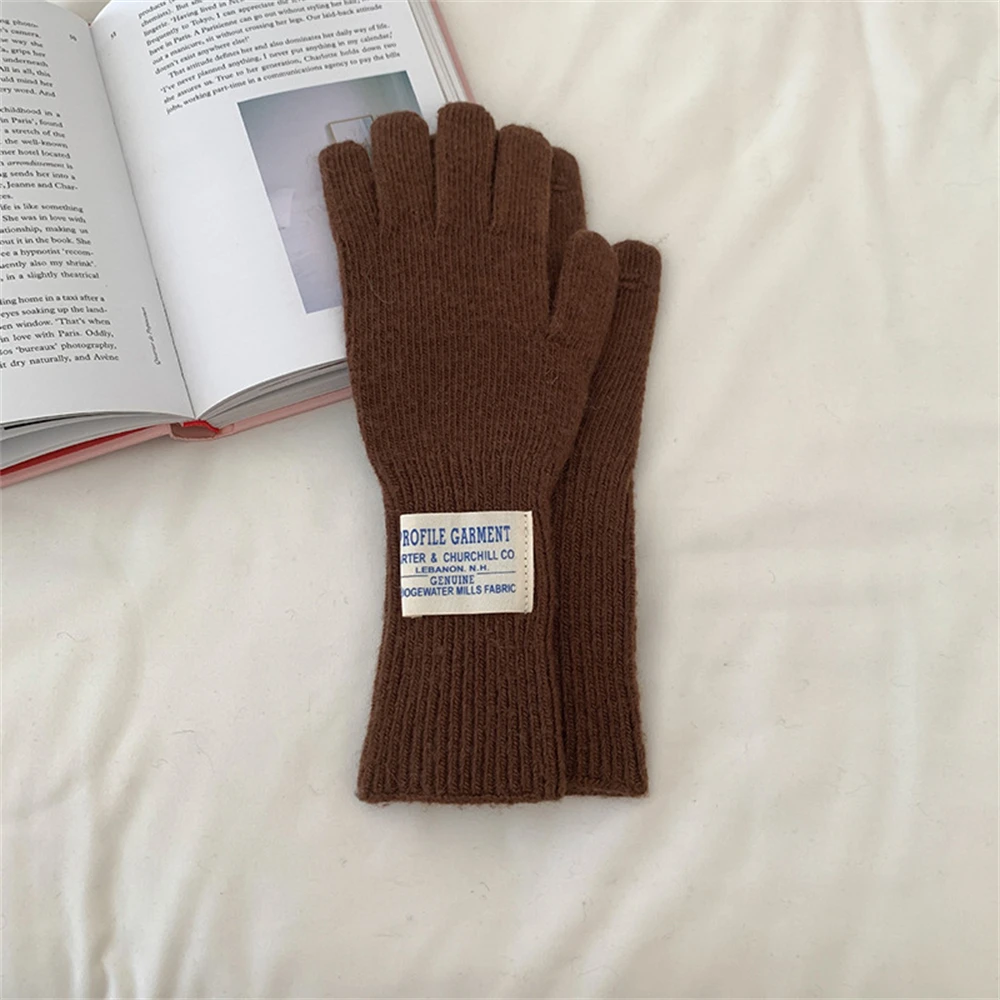 Women's Pure Color Knitted Woolen Gloves Winter Windbreaks Student Riding Split Finger Thick Warm Gloves Couple Christmas Gifts