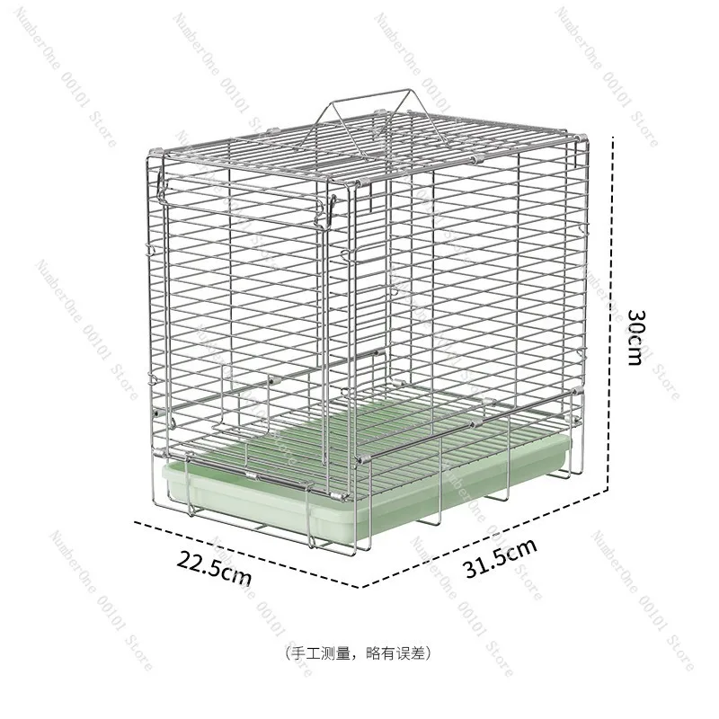 Large Capacity 304 Stainless Steel Foldable Bird Cage Portable Travel Carrier Handheld Transportation Crate for Budgie Cockatiel
