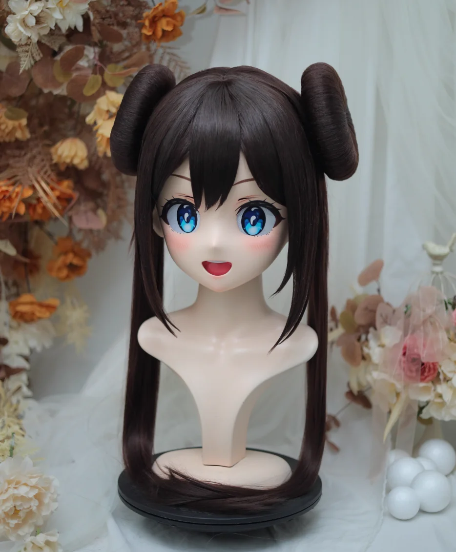 (NFD36--20)Customize Full Head With Lock Pretty Female/Girl Japanese Animego Character Kig Cosplay Kigurumi Mask Crossdress Doll